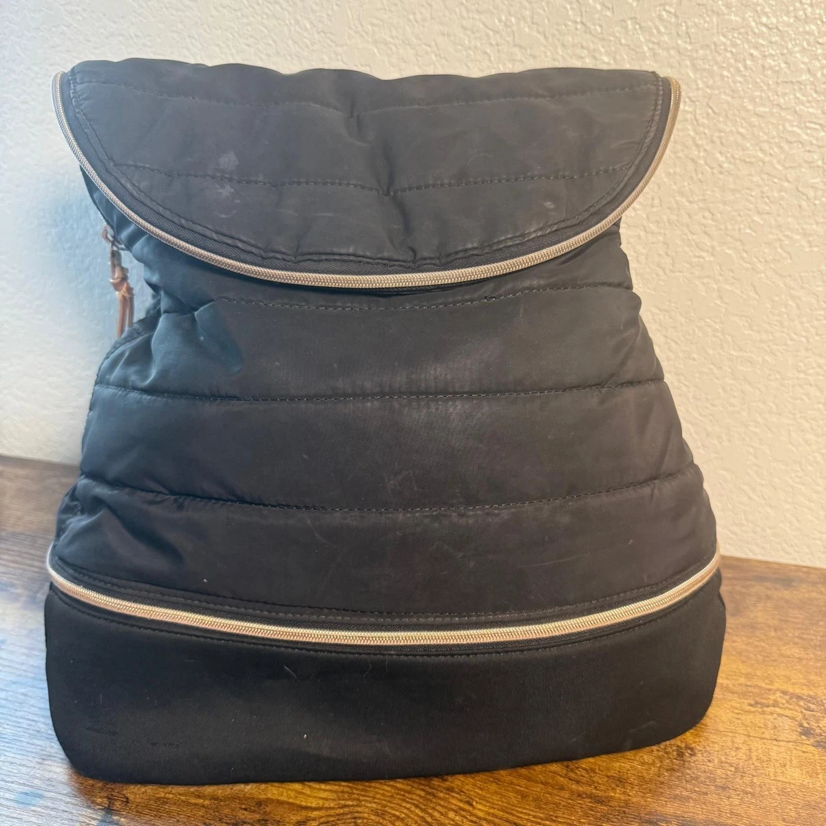 Stella & Dot Black Quilted Backpack Stella & Dot Ava Backpack Black White Stripe | Mercari main image 4