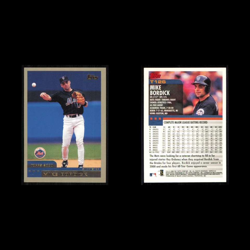 Tarjeta de béisbol Mike Bordick #T126 2000 Topps intercambiada - novatos de los Mets de Nueva York MLB Foto 3 de 3