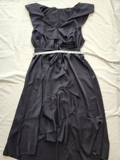 Shein Women Ruffle Black Formal Dress Belted Gown Full Length 2XL