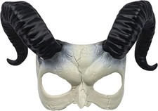 vickkt Goat Ram Horns Devil Mask Masquerad Animal Cosplay Half Face Headwear...