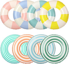 8 Pcs Inflatable Pool Floats for Adults, Swimming Rings Swim Tube Pool Rings Flo