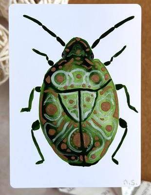 ACEO Original - Original Artwork - Beetle- Metallic - Aquarell - Watercolor