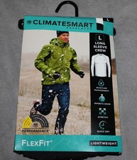CLIMATESMART Large 42-44 Men Black Flex Fit Long Sleeve Crew Base Layer Top NEW