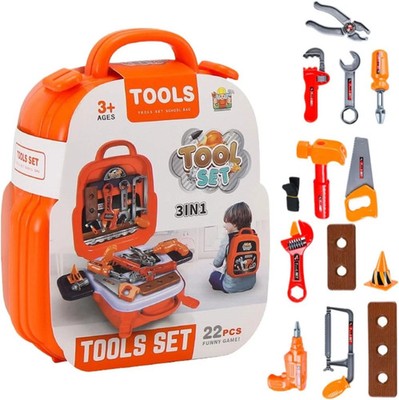 22Pcs Kids Repair Tool Toy Set Mini Workshop 3 IN 1 Children's Toolbox Set