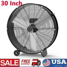Industrial 30" Drum Fan 6000CFM 3-Speed 330W Heavy Duty Floor Air Circulator