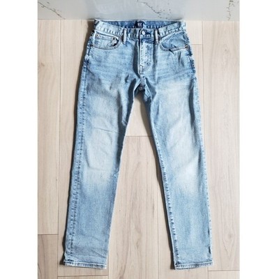 Gap Jeans Mens 28x30 Light Blue Vintage Wash Slim Straight Leg Preppy Denim