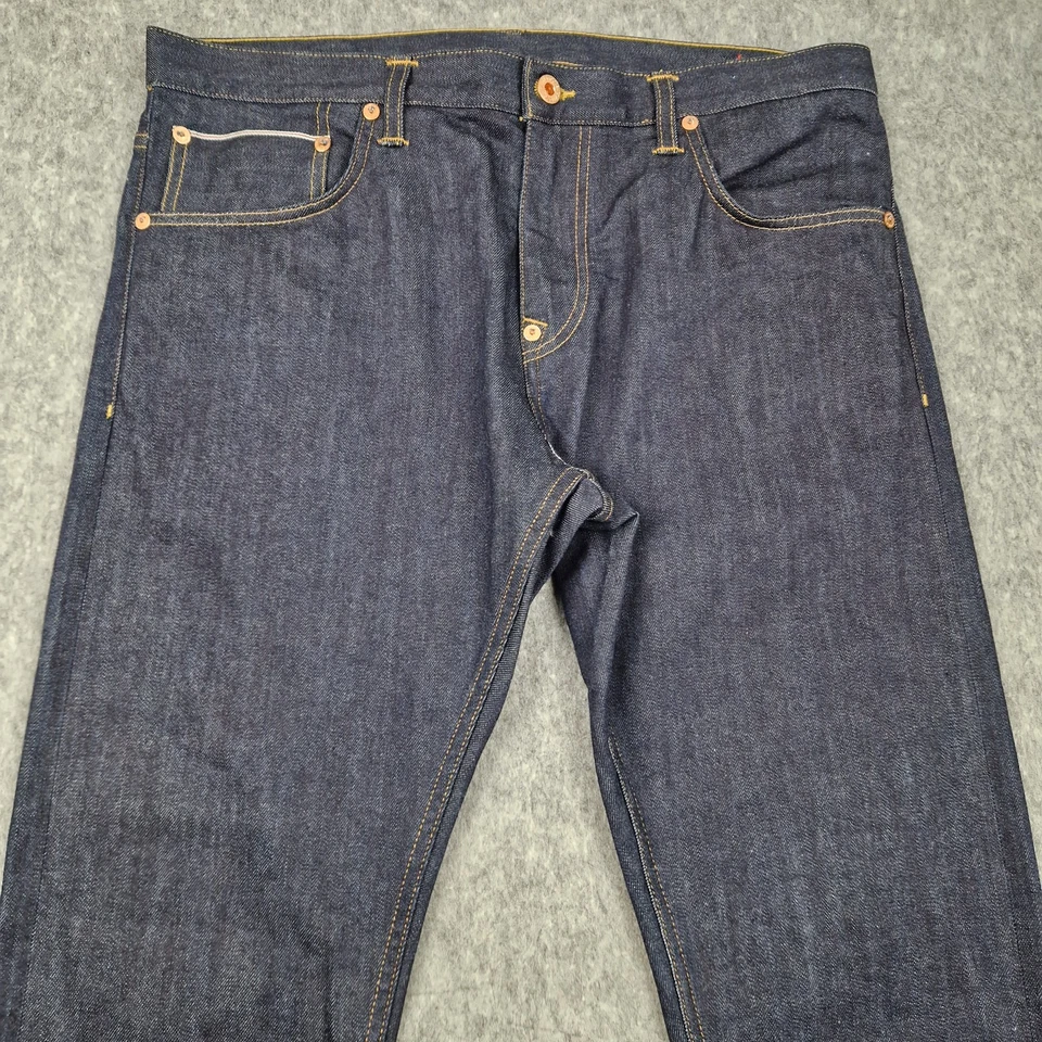 Lee Cooper Jeans Mens W35 L34 Blue Norris Selvedge Indigo Denim Slim Fit Italy - Image 2 of 4