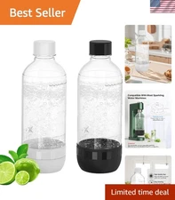 Eco-Friendly 1L Soda Maker Bottles - 2 Pack, Lightweight & Perfect for Fitness