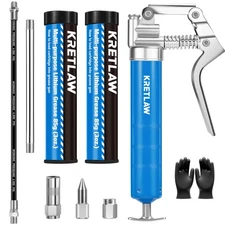 KRETLAW Mini Grease Gun (3000PSI) with Double 3oz Cartridge Grease and 12'' F...