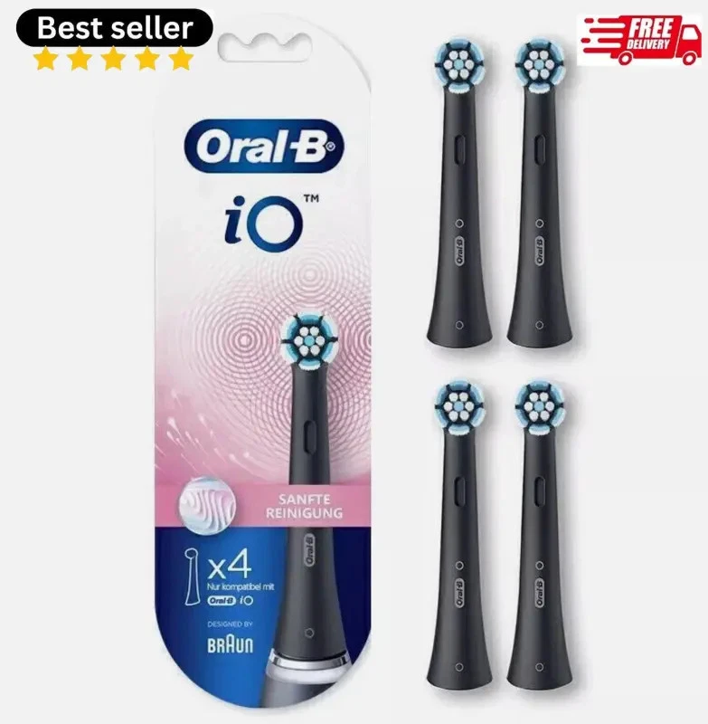 NEW 4 Pack Oral-B iO Sanfte Reinigung Replacement Brush Heads Black Brand New UK