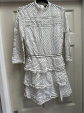 PLT Size 12 Beautiful Lace/crochet Style High Collar Dress Worn A Few Times