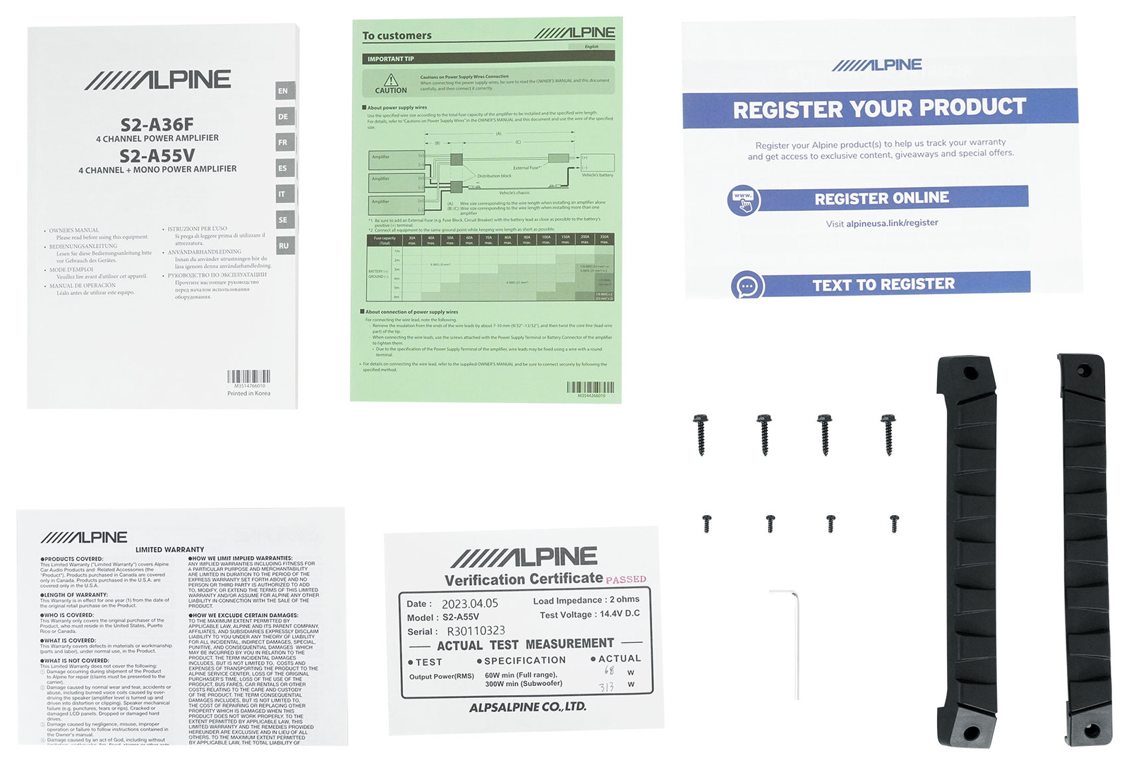 5-канальный усилитель класса D Alpine S2-A55V серии S сертифицирован по стандарту RMS Hi-Res мощностью 540 Вт