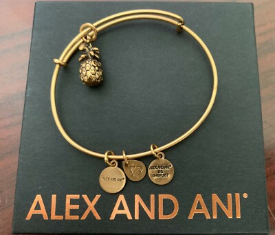 ALEX AND ANI Pineapple III EWB RG Gold Toned Charm Bangle Bracelet New 