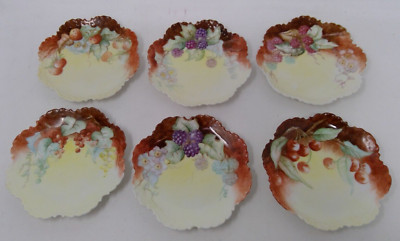 Set of 6 R C Bavaria Monbijou Artist Signed 6'' Berry Dessert Plates