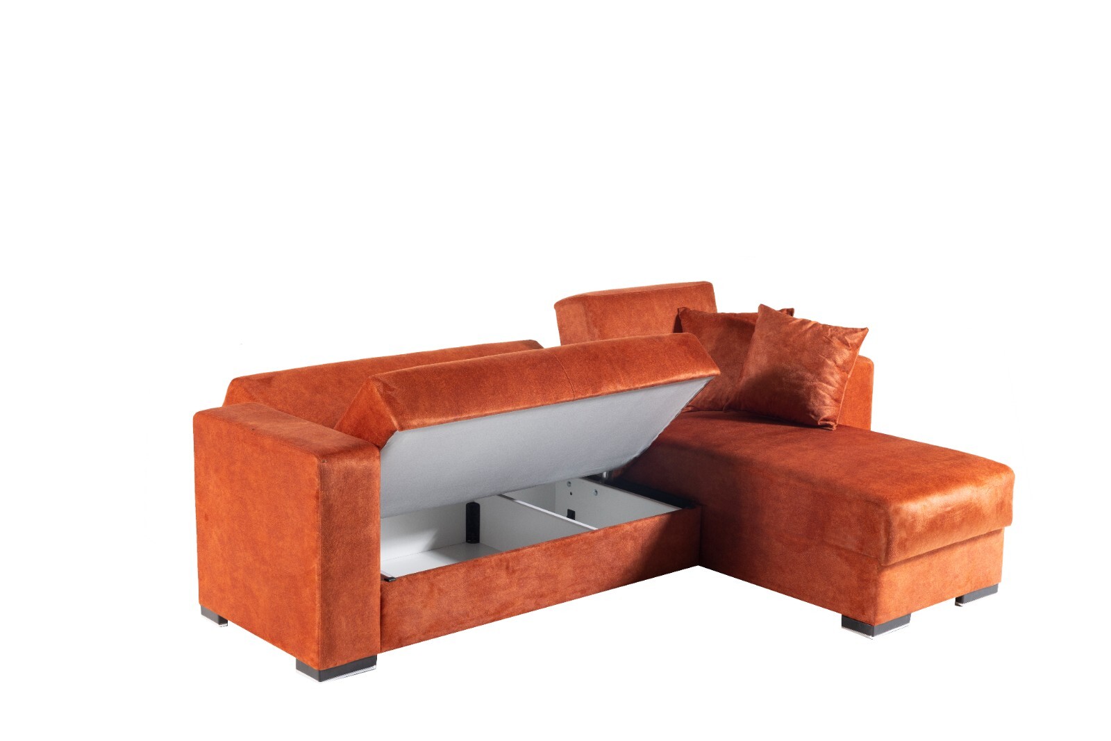 Orka Orange Modern Velvet Universal Corner L Shaped 32Seater Storage