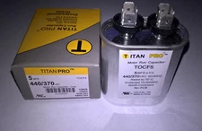 TITAN PRO TOCF5 Oval Run Capacitor Dual 370/440V 5 MFD (in Factory sealed box)