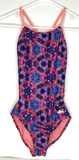 Dolfin Uglies Swimwear Girls 16 One Piece Swimsuit Purple Orange Print Swim