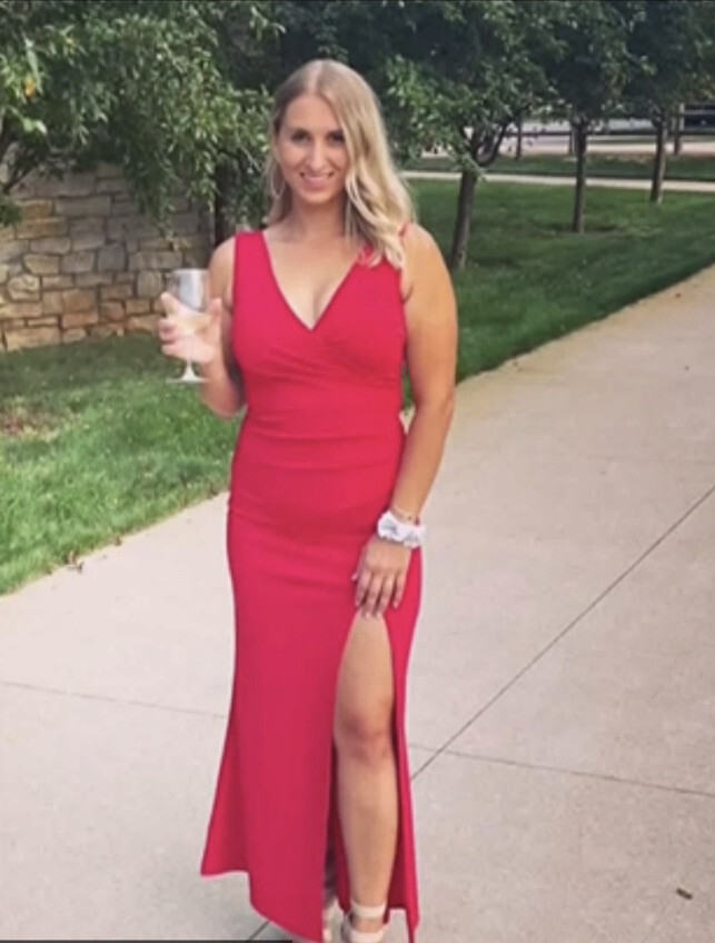 Woosea Red L Vneck Evening Gown Formal Maxi Dress Slit Stretch Sleeveless |  eBay