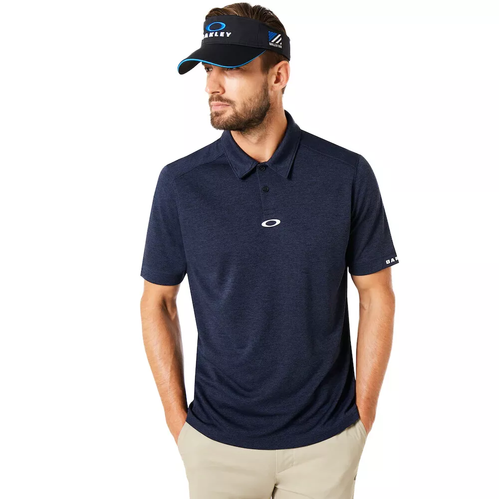 Oakley Polo Golf Shirt Men s Aero Ellipse fathom heather Navy
