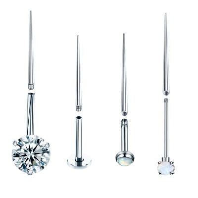 2pc Steel Body Piercing Puncture Guide Tool Internal & External Thread Needle