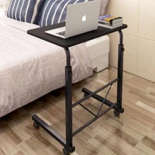 Adjustable Mobile Standing Desk Pneumatic Overbed Table Rolling Laptop Cart