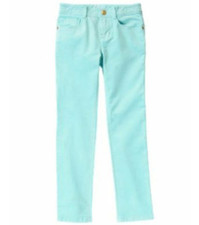 Gymboree Flight of Fancy Light Blue Shimmer Corduroy Skinny Pants 7 NEW