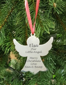 Angelo Natale.Angelo Natale Albero Di Da Parete Metallo Decorazione Incisione Personalizzata Ebay