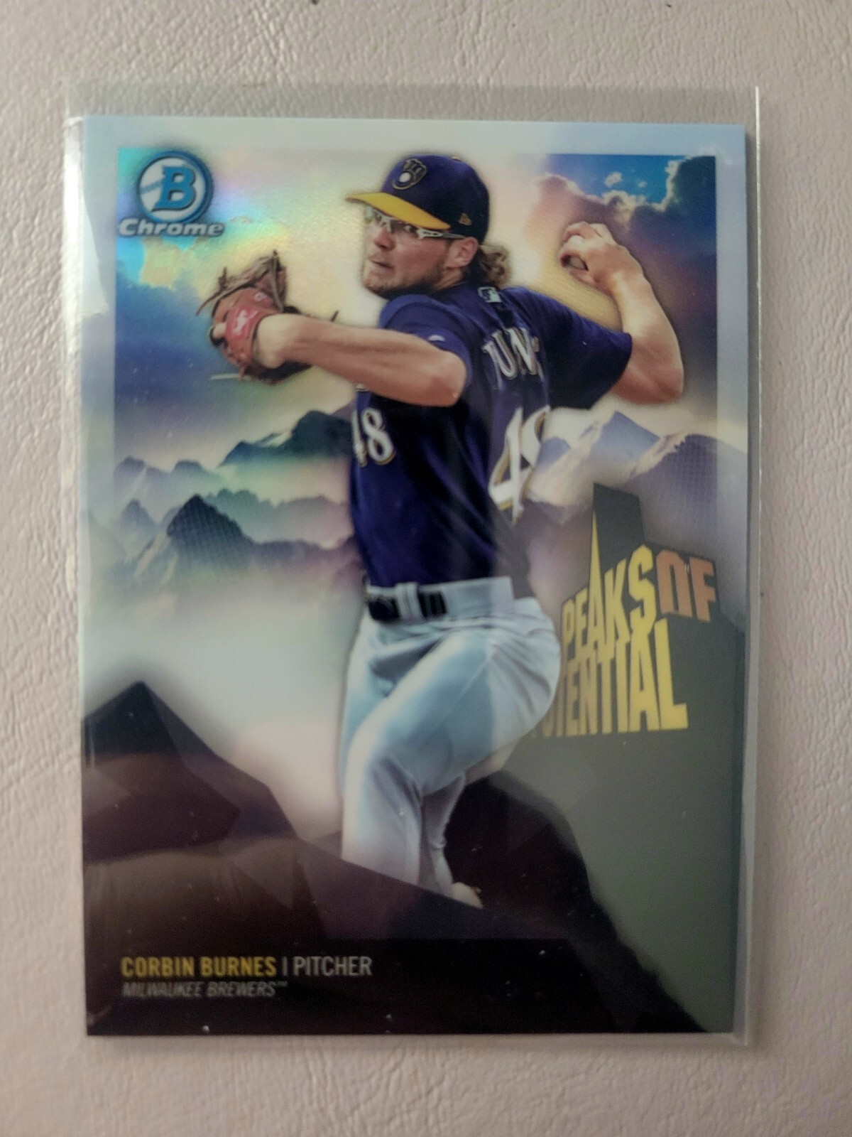 Corbin Burnes 2018 Bowman Chrome Peaks of Potential Refractor #PP-CB Brewers RC