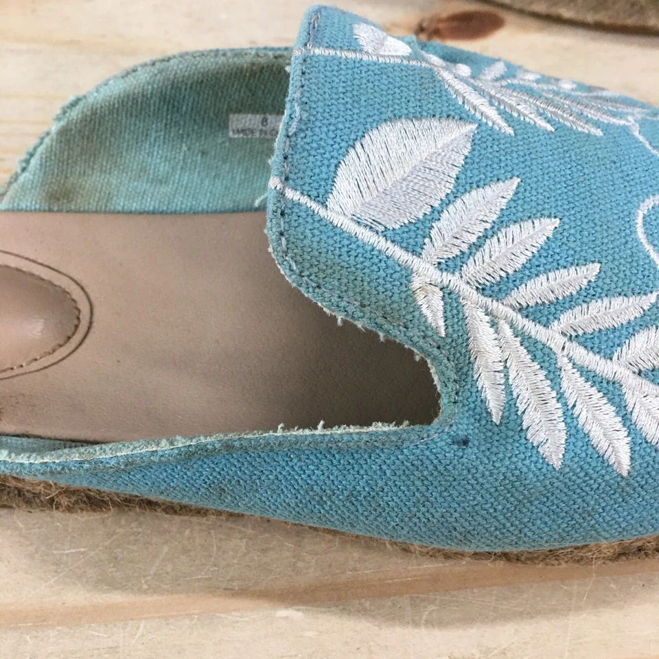 Zapatillas Avon Para Mujer 8 Floral Sin Cordones Alpargata Azul Planas Informales Cómodas Tobogán Foto 4 de 4