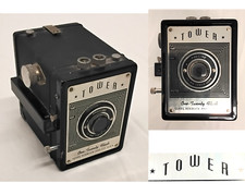 Sears Roebuck  Co Tower Box Camera One Twenty Flash Black Vintage W4041