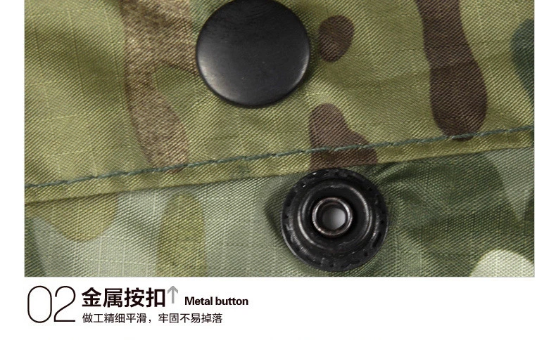 Tactical Camo Poncho Groundsheet Mat Canopy Shelter Bionic Hooded Raincoat - Image 4 of 4