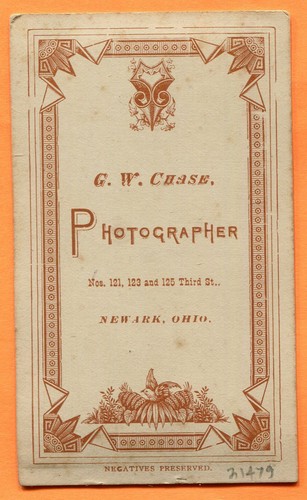 CDV Newark, OH, Portrait of a Young Man, by Chase, circa 1870s Backstamp - Picture 2 of 3
