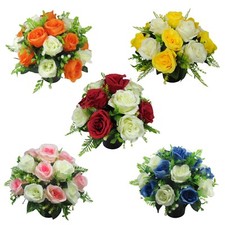 Grave Flowers Artificial/Silk flower arrangement in grave memorial pot FREE P&P