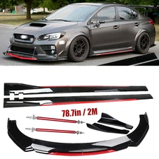 Front Bumper Lip Spoiler Splitter Side Skirt For Subaru Impreza WRX STI Body Kit