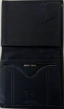 Portafoglio uomo pelle bovina nera bifold firmato nuovo.