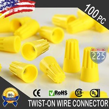  100 Yellow Twist-On Wire Connector Connection nuts 18-12 Gauge Barrel Screw GA
