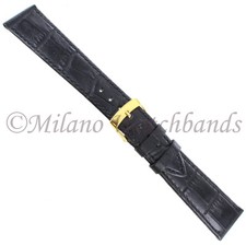 20mm Morellato Genuine Leather Alligator Grain Black Mens Watch Band 2269