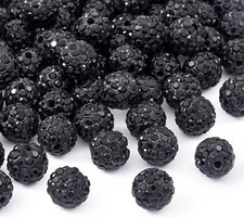 100pcs 10mm Rhinestone Beads Black Shiny Crystal Ball Beads Round Beads