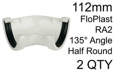 2x FloPlast RA2 Half Round Gutter Angle 135 Degree 112mm White Guttering Roof