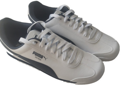 Authentic PUMA Men's  Synthetic Leather Roma Basic Navy White Size 10.5