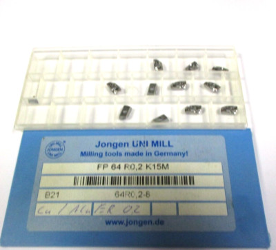 11 JONGEN Wendeplatten zum Fräsen FP 64 R0,2 K15M Neu H55770
