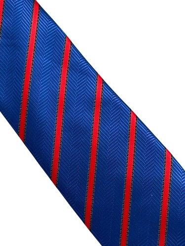 royal blue tie with red stripes classic military style by Frederick Thomas - Picture 3 of 5