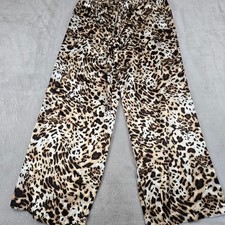 Cato Womens Wide Leg Pants Size Large Leopard Animal Print Pull On Palazzo