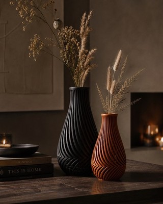 Modern Spiral Vase Set 10  & 8  3D Printed Decorative Vases | Minimalist Decor