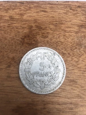 Ancienne Pièce De 5 Franc RF Aluminium 1945 - Photo 1/4