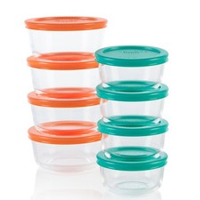 Pyrex Simply Store 8-Pack Glass Food Storage Containers Set: 1  2 Cup Meal Prep