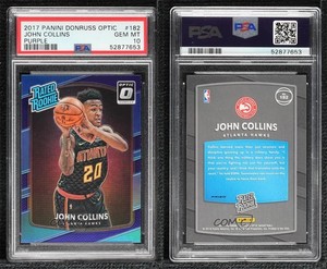 2017 Donruss Optic Rated Purple Prizm John Collins #182 PSA 10 GEM MT Rookie RC