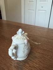 Precious Moments Girl with Wreath Teapot Shape Hanging Ornament 1994 Enesco