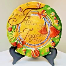 GIEN France 1997 Collection de Noel Salad Plate 8.75 wide Scalloped Edges NOS