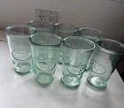7 Vintage Global Amici Italy MILK COW Embossed Motif 5” Green Tumbler Glasses